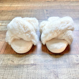 Halluci Cream Faux Fur Indoor/Outdoor Slippers- Size 40/41 (US 9/10, BRAND NEW CONDITION)