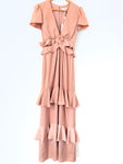 WAYF Ruffle Side Cut Out Blush Maxi Dress NWT- Size XS