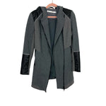 Blanc Noir Heatherd Grey Faux Leather Cuff Hooded Jacket- Size XS