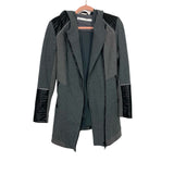 Blanc Noir Heatherd Grey Faux Leather Cuff Hooded Jacket- Size XS