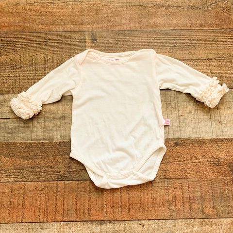 Ruffle Butts Cream Long Sleeve Onesie- Size 3-6M