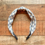 No Brand Blue/White Checkered Top Knot Headband