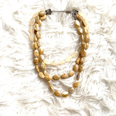 No Brand Three Strand Pearly Toned Necklace