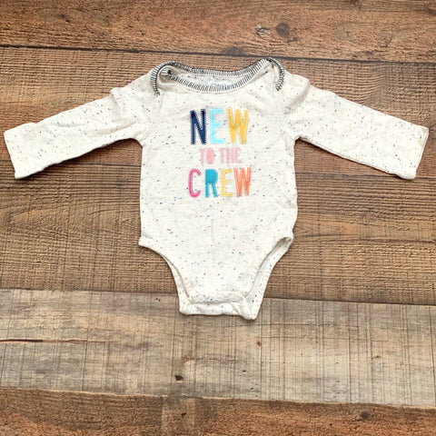 Mudpie New to the Crew Long Sleeve Onesie- Size 0-6M