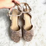 CL by Laundry Animal Print Textured Peep Toe Wedges- Size 11