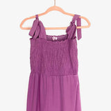 Pink Lily Purple Smocked Bodice Tie Shoulder Straps Wide Leg Jumpsuit- Size S