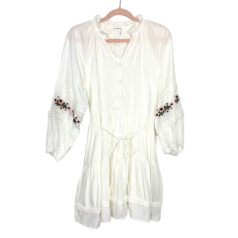 Storia White Embroidered Sleeve Dress NWT- Size S