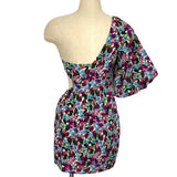 Hello Molly Pink/Blue/Purple Floral One Shoulder with Side Cut Out Dress NWT- Size S