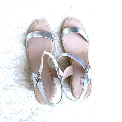 Style Charles Silver Metallic Espadrilles Wedges- Size 11