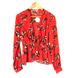 En Creme Floral Front Tie & Button Closure Long Sleeve Blouse NWT- Size S