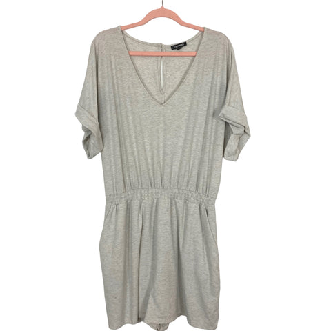 Express Gray Heather V-Neck Cinched Waist Romper- Size XL (see notes)