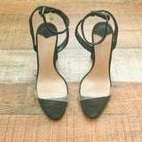 Tony Blanco Australia Tommi Black Phoenix Suede Clear Vynalite Heels - Size 7 (In Good Condition!)