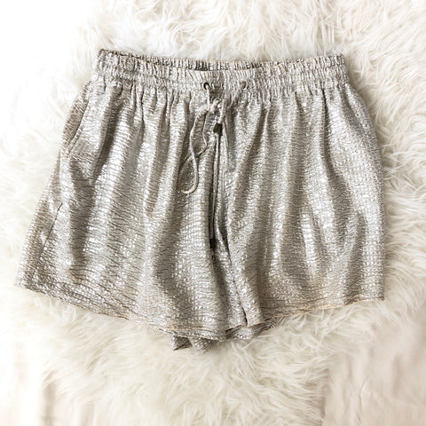 Heartloom Metallic Drawstring Shorts - Size XS