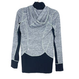 Lululemon Grey Heathered/Black Ribbed Zip Up Hoodie With Thumb Holes & Neck Detail- Size ~S (See Notes)