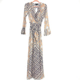 Aakaa Floral Front Snap Closure Ruffle Belted Maxi Dress NWT- Size S