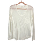 Mustard Seed Ivory Front Pocket Round Neck Long Sleeve Top- Size S