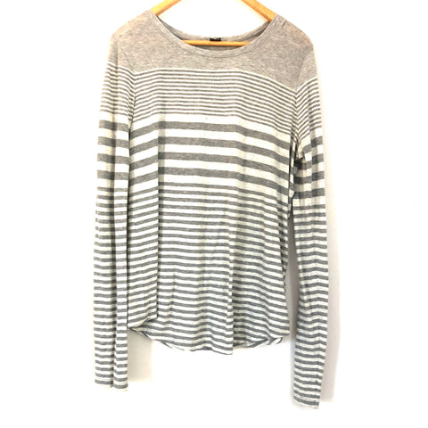 Vince Long Sleeve Grey Striped Top- Size L