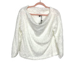 Gibson Look White Anna Cozy Feather Knit Off The Shoulder Top NWT- Size XS