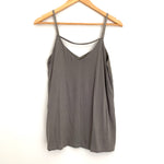Ecru Grey Perforated Suede Tank Top- Size XS