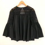 Endless Rose Black Ruffle Blouse with Eyelet Detail- Size S