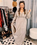 Baltic Born Gold Pleated Surplice Maxi Dress NWT- Size XL
