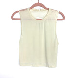 Mippo Cream Sheer Back Cropped Sleeveless Workout Top NWT- Size S