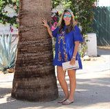 Free People Blue Embroidered Dress- Size L
