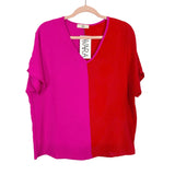 Entro Red/Pink Color Block Jourdan Top NWT- Size S