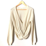 BP Cream Open Knit Twist Front Sweater- Size S