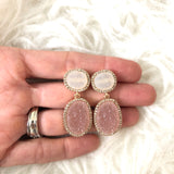 BaubleBar Vina Druzy Pink Drop Earrings