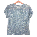 Z Supply Blue and White Animal Print Tee- Size M