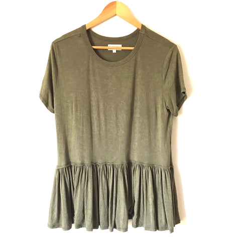Mudpie Green Short Sleeve Peplum Top- Size S (see notes)