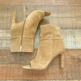 Vince Camuto Sashane Suede Peep-Toe Ankle Booties- Size 7