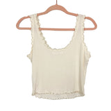 Carly Jean Cream Ribbed Ruffle Trim Cami- Size S