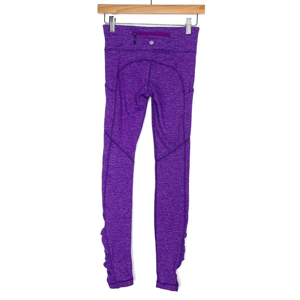 Lululemon Heathered Purple Ruched Hem and Side Pocket Thick Leggings- – The  Saved Collection