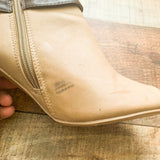 Qupid Tan/Brown Studded Strap Open Toe Booties- Size 6.5 (See Notes)