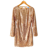 Pink Lily Rose Gold Sequin Dress with Exposed Back Dress- Size M