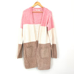Andree by Unit Pink and Cream Chenille Cardigan- Size S