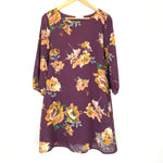Everly Wine Floral Dress- Size S