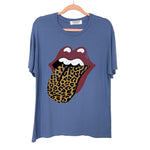 Daydreamer for Free People Blue Animal Print Tongue Graphic Tee- Size S