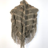 No Brand Brown Open Knit Infinity Scarf with Fringe