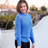 LOFT Blue Cable Knit Mock Neck Sweater- Size S