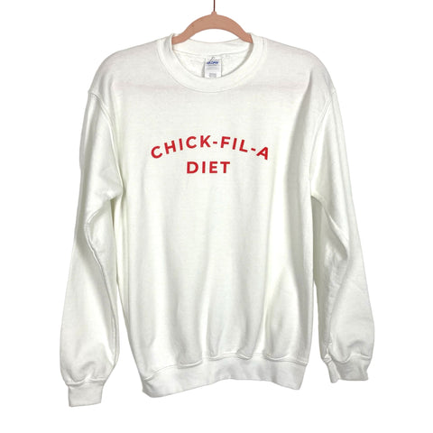 Gildan White Chick-Fil-A Diet Sweatshirt- Size S