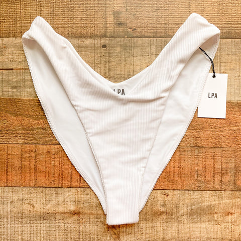 LPA White Ribbed Bikini Bottoms NWT- Size L (sold out online, we have matching top)