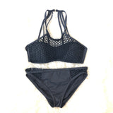 La Blanca Black Fishnet Exposed Sides Bikini Bottoms- Size 4 (BOTTOMS ONLY)
