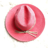 C.C Exclusives Coral Straw Braided Brim Hat