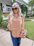 Express Truffle Pink Satin Boyfriend Shirt NWT- Size S