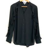 Express Portofino Slim Fit Ruffle Sleeve Black Blouse- Size M