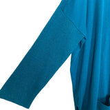 Lilly Pulitzer Teal Front Pockets Shimmer Collar & Sleeves Side Slit Sweater- Size L