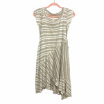 Free People White/Tan Striped Ruffle Sleeve Top NWT- Size M